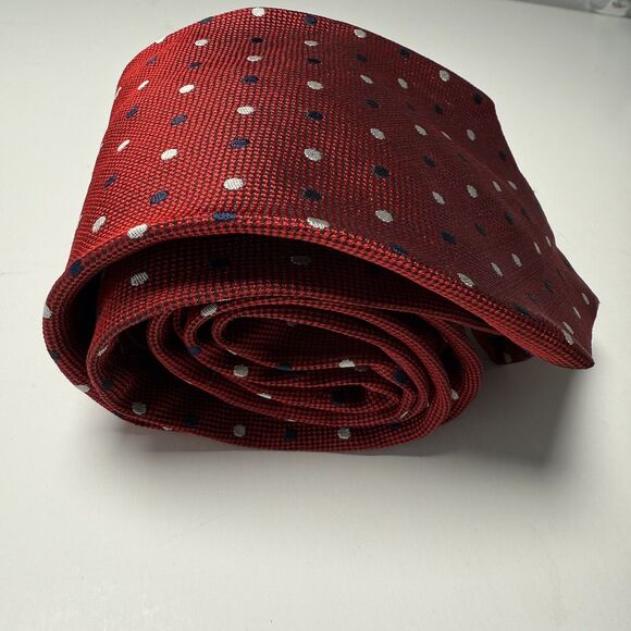 Lauren Ralph Lauren Red Polka Dot Tie 100% Silk Handmade Men’s Classic Neckwear - Picture 1 of 8